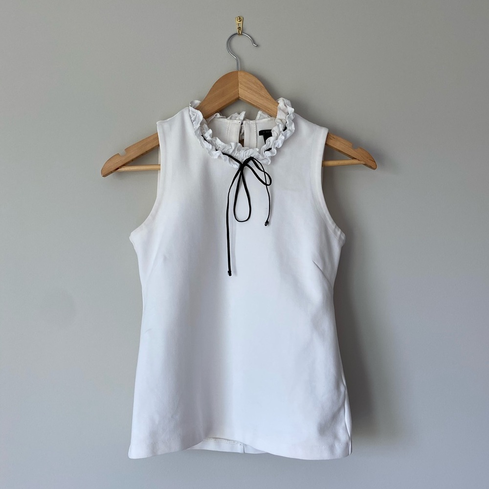 JCrew White Ruffles Sleeveless Top